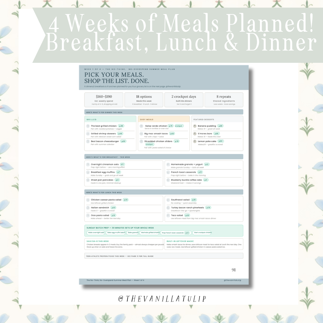 The No-Think, No-Overspend Summer Meal Plan & Cookbook- DIGITAL COPY